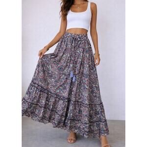 Boho Paisley Maxi Skirt